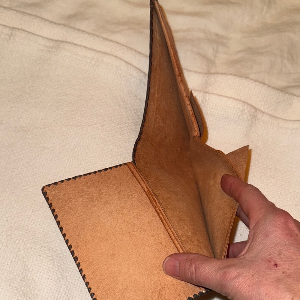 Vintage Handmade Brown Python Snakeskin Bifold Wa… - image 4